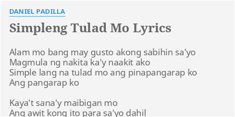 simpleng tulad mo lyrics|Simpleng Tulad Mo Lyrics .